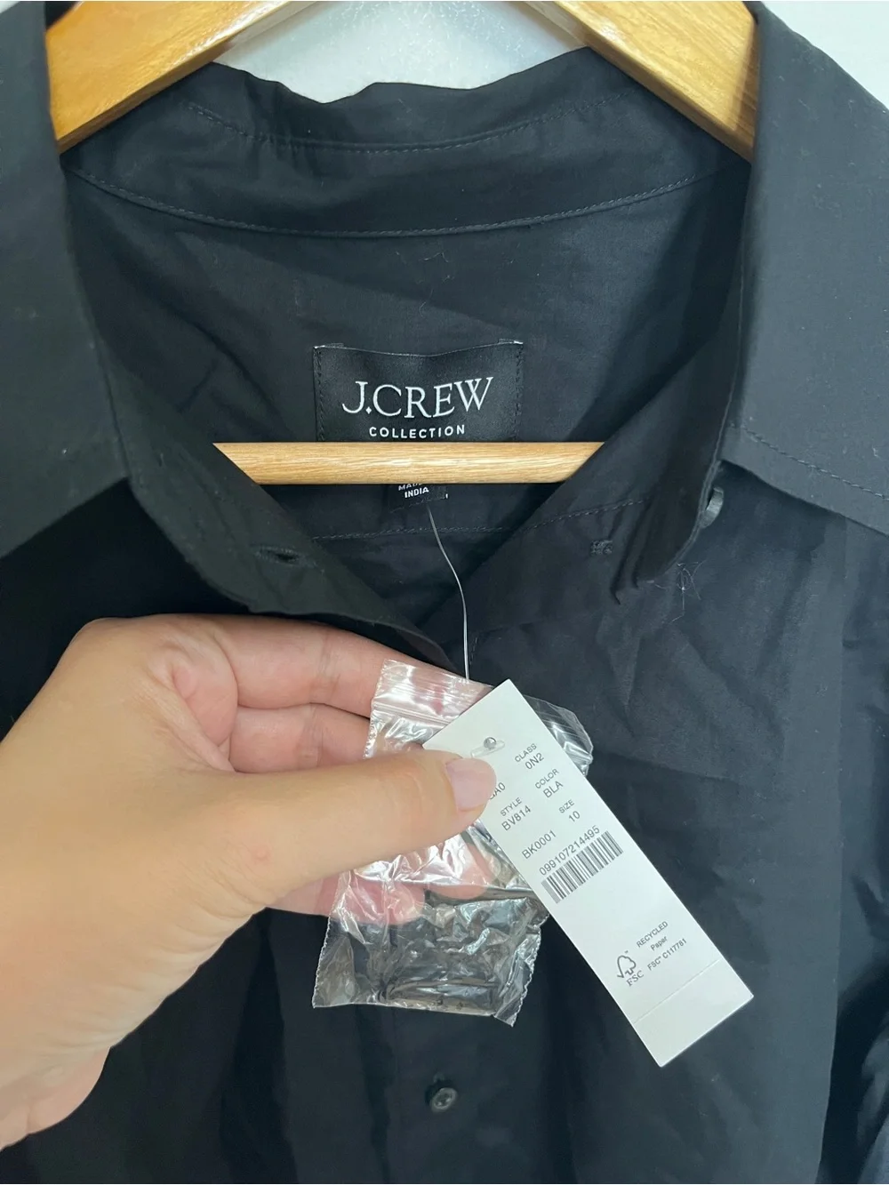 J. Crew Collection Garcon Sequin Cuff Button Down Shirt in Black NWT